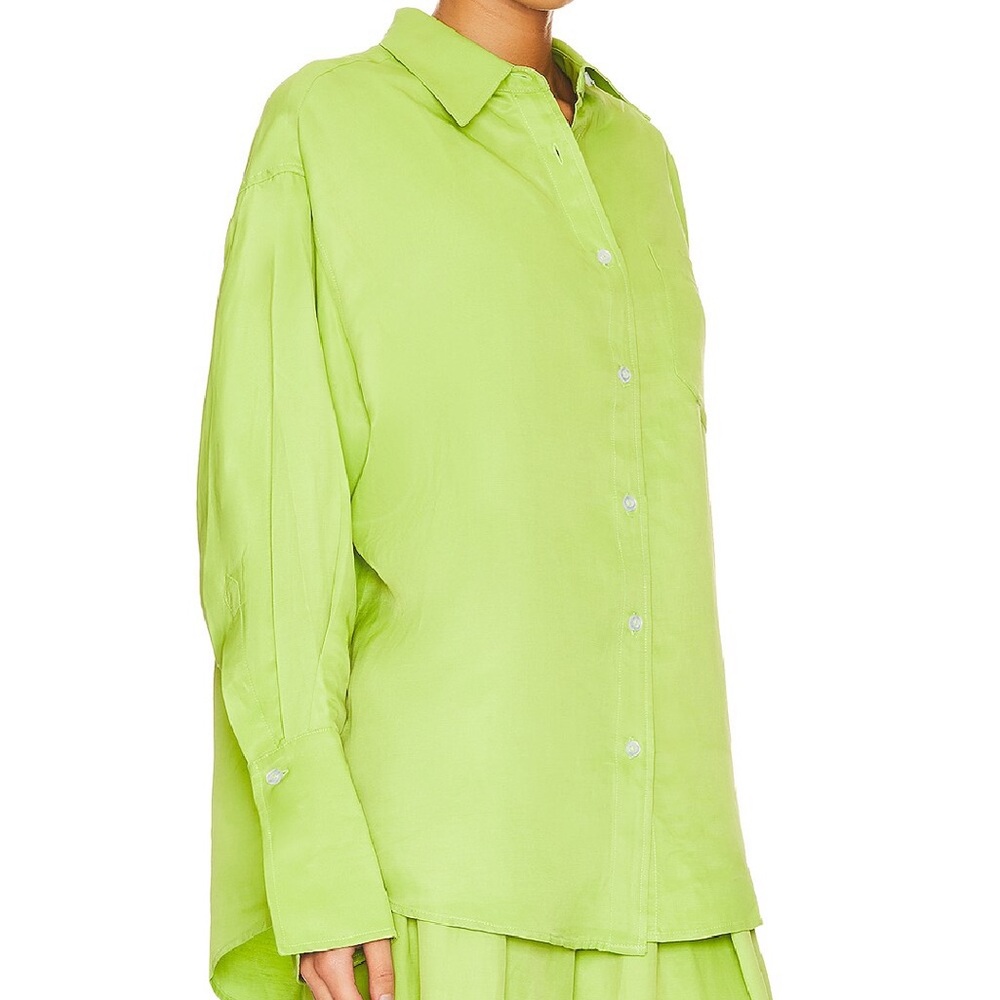 Chartreuse Lime Green Button Down Shirt - Picture 3 of 4